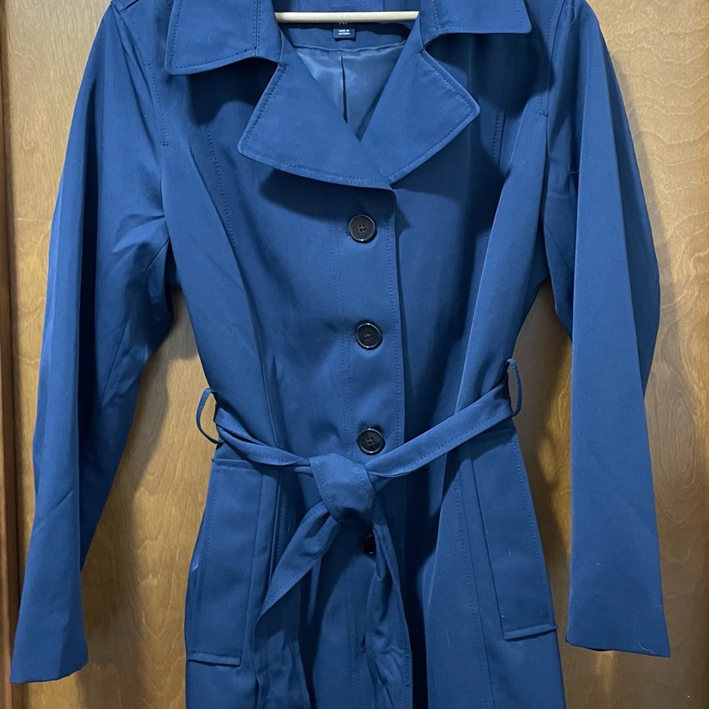 Women's Lands End Trench Coat, Navy Blue